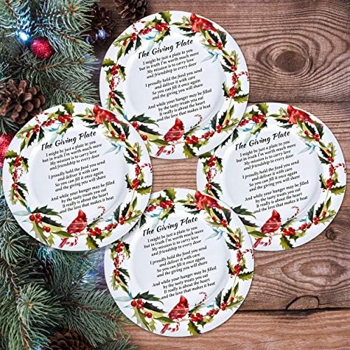 Gift Boutique Set of 4 Christmas Giving Plate with Poem Metal Tin 13”