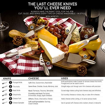 Lunar 6-Piece Premium Stainless Steel Cheese Knife Set