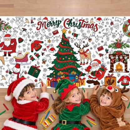OHOME Xmas Giant Coloring Poster/Tablecloth-Christmas Crafts for
