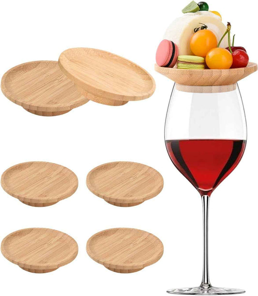 6 Pcs 4" Wine Glass Charcuterie Topper, Wood Appetizer Plates | Individual Wood Snack Plates For Wine Nights, Outdoor Picnics, Housewarmings, Restaurants, Bars, And Girls’ Wine Night