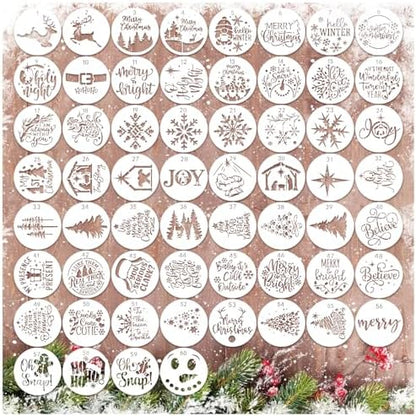 60pcs Small Christmas Stencils for Painting on Wood Ornaments