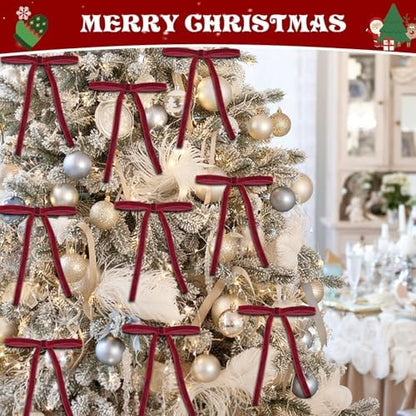 Babycop 24 Pcs Red Velvet Christmas Ornaments, Vintage Christmas Decor