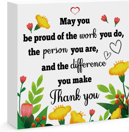 Thank You Gifts for Women Coworkers Friends Employees Desk Sign Decor Home Office Desk Decor Wooden Sign Decorative Appreciation Gifts for Nurse Teacher Mentor Social Worker