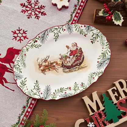 Bico Santa On The Way 16 plus 14 inch Scalloped Oval Platters Set, Set