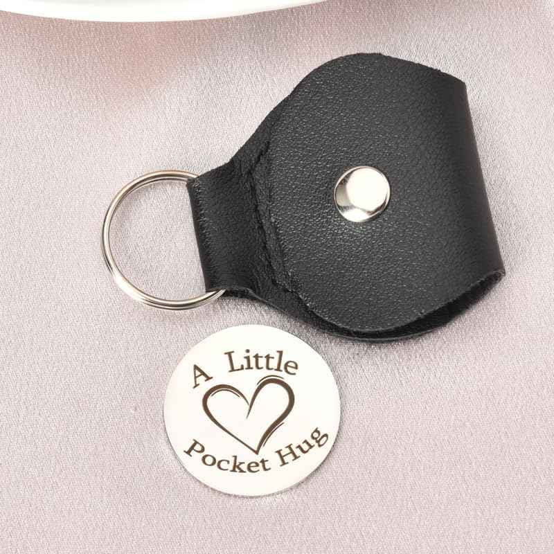 Sisadodo Pocket Hug Token Long Distance Relationship Keepsake Gifts for Women Birthday Christmas Gifts With Leather Keychain