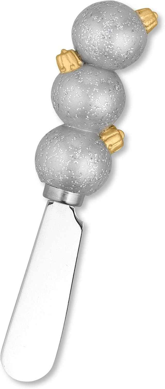 Supreme Housewares Christmas Ornament Cheese Spreaders, Hand-Painted Resin Handles with Stainless Steel Blades for Spreading Cream Cheese, Butter, Jam, or sandwich, Assorted Colors, Set of 4