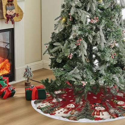 Christmas Snowman Tree Skirt 48 Inches