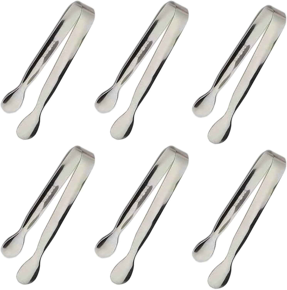 6PCS Ice Tongs Mini Sugar Tongs 4.25Inch Stainless Steel Kitchen Utensils Set,Small Serving Tong and Tiny Kitchen Tong for Appetizers,Tea Party, Coffee Bar, Desserts by Sunenlyst (Silver)