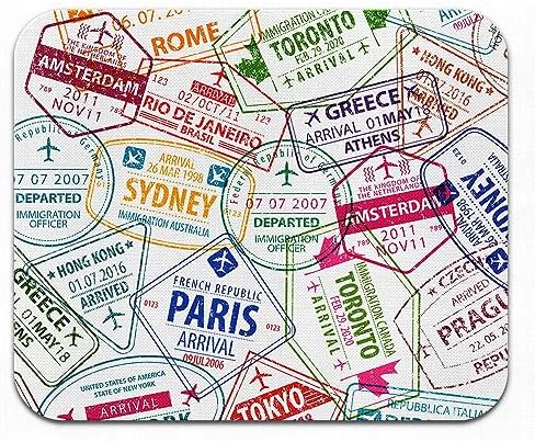 Non-Slip Rectangle Mousepad, WIRESTER Unisex Passport Travel Stamps