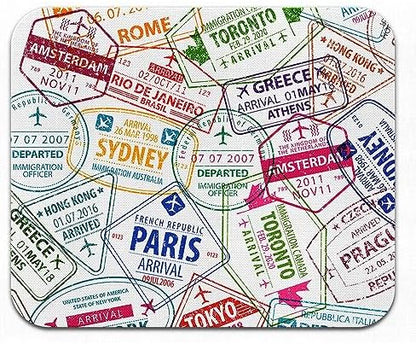 Non-Slip Rectangle Mousepad, WIRESTER Unisex Passport Travel Stamps