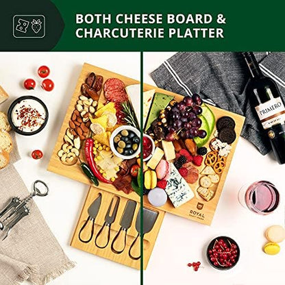 ROYAL CRAFT WOOD Premium Bamboo Charcuterie Board Set - Cheese Platter
