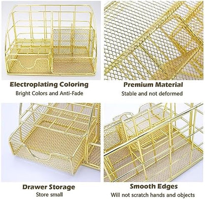 Gold Office Desk Organizers, 13PCS Office Supplies and Accessories