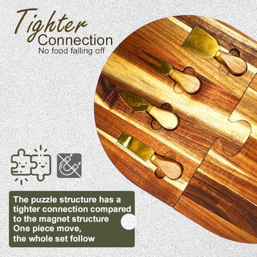 Charcuterie Board Set - 2 Pieces with Knife Set, Premium Acacia Wood