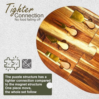 Charcuterie Board Set - 2 Pieces with Knife Set, Premium Acacia Wood