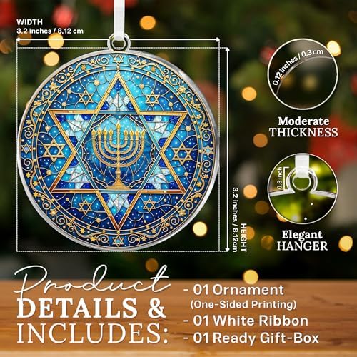 HEXMOZ Hanukkah Gifts - Hanukkah Ornaments for Tree, Jewish Ornaments