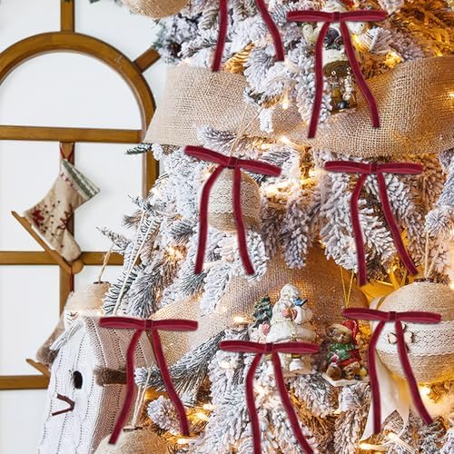Babycop 24 Pcs Red Velvet Christmas Ornaments, Vintage Christmas Decor