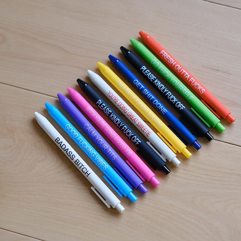 Cityhermit 11Pcs Funny Adult Ballpoint Pen Set, Premium Days of The