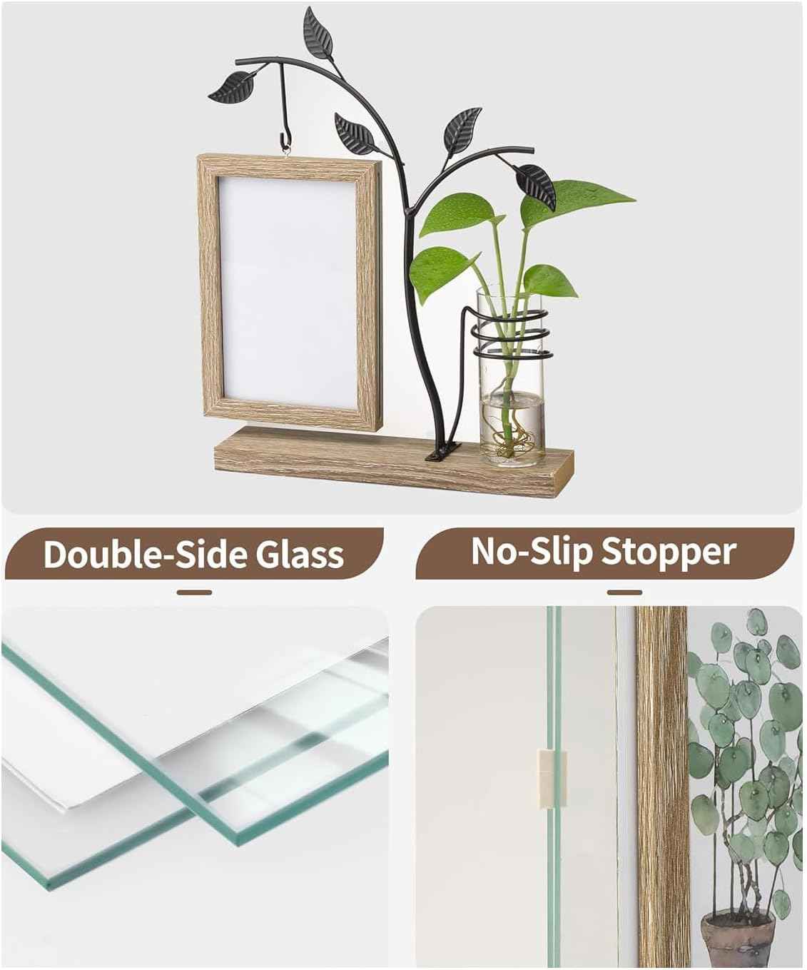 Rustic Floating Photo Frame & Glass Vase