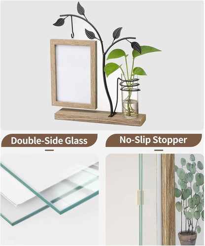 Rustic Floating Photo Frame & Glass Vase