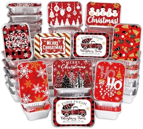 DIYDEC 36PCS Christmas Aluminum Food Containers Foil storage Tin with
