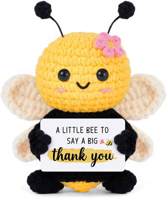 Gleevera Thank You Gifts for Women Men, Teacher Appreciation Gifts | Cute Crochet Bee Collection with Warm Card Support, Thank You Gifts for Friend Boss Coworkers Hostess Mentor Doctor Nurse