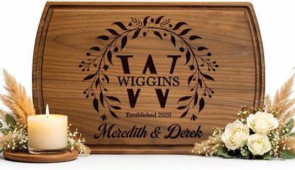 Personalized Wedding Gift Cutting Board for Couples, Custom Engraved