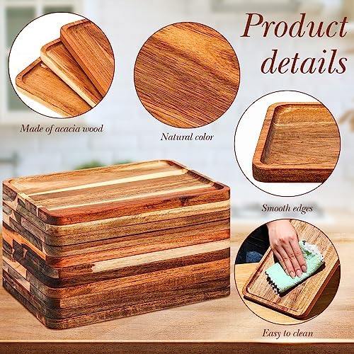 Roshtia 12 Pcs Acacia Wood Serving Tray Dinner Plates,8'' X 12'' X