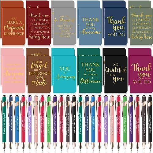 48 Pcs Thank You Gifts Bulk Motivational Pens Inspirational Notepads