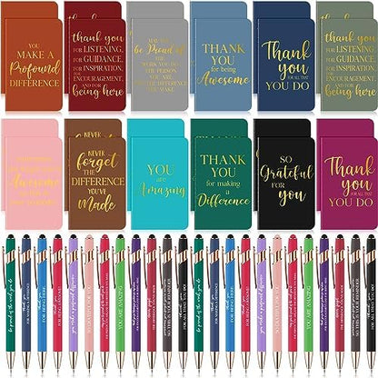 48 Pcs Thank You Gifts Bulk Motivational Pens Inspirational Notepads