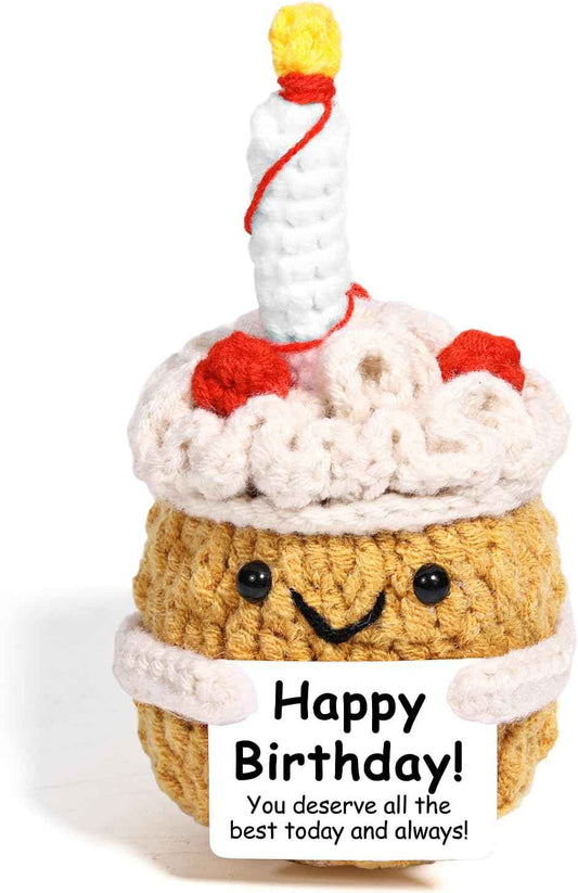 AICase Positive Crochet Cake,Happy Birthday Gifts Fanny Knitted Cake Unique | Inspirational Emotional Support Nuggets Ideas Decorations Gifts for Women Men Her Him Sister Mom Dad Christmas Stockings