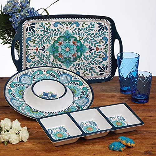 Talavera 3-Piece Melamine Hostess Serveware Set – Chip & Dip Server