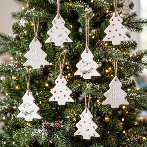 Remerry 8 Pcs Ceramic Christmas Tree Ornaments Bulk Novelty Gifts 3 x