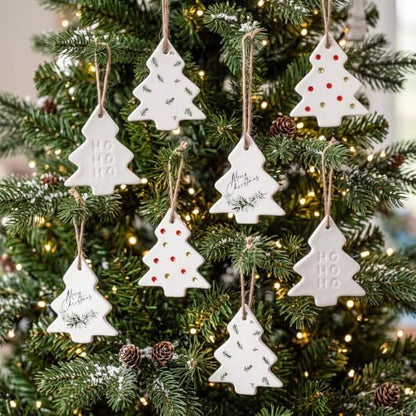 Remerry 8 Pcs Ceramic Christmas Tree Ornaments Bulk Novelty Gifts 3 x