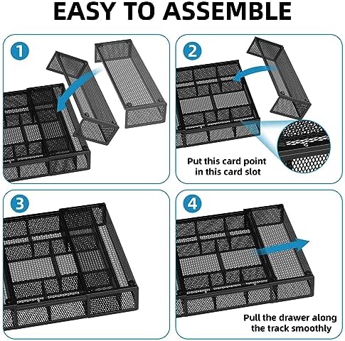 Marbrasse Expandable Desk Drawer Organizer, Mesh Drawer Organizer Tray