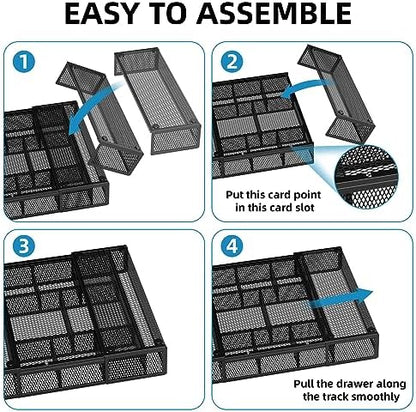 Marbrasse Expandable Desk Drawer Organizer, Mesh Drawer Organizer Tray