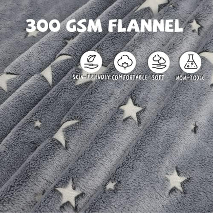 REXEO Glow in The Dark Star Space Blanket for Kids, Grey Cute Galaxy