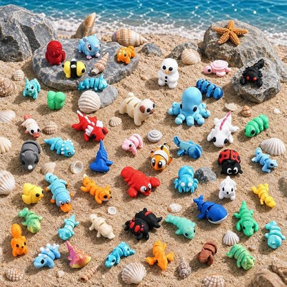 JOICEE 108Pcs Mini 3D Printed Animals Articulated Flexible Fidget Toys