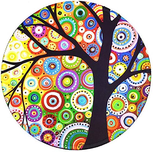 BOSOBO Mouse Mat, Round Mouse Pad with Tree of Life Design, Non-Slip