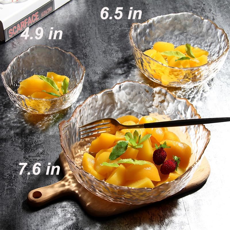 Glass Bowl for Salad Candy Fruit, Decorative Bowl-Crystal Clear Gold