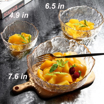 Glass Bowl for Salad Candy Fruit, Decorative Bowl-Crystal Clear Gold