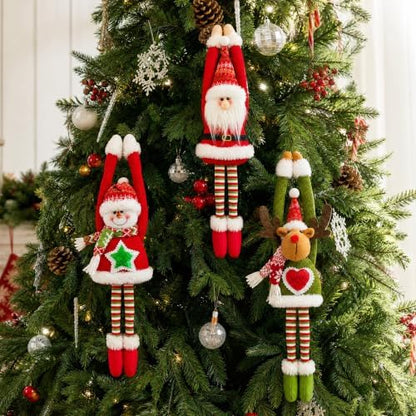 Christmas Hanging Plush Decorations for Home, 3 Pack Long Legs Santa