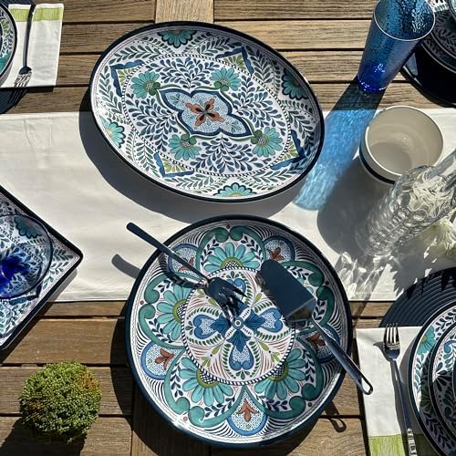 Talavera Melamine Platter Set of 2, Multicolor Decorative Serving