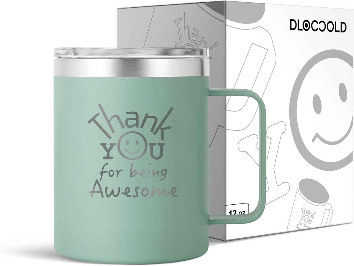 DLOCCOLD Thank You Gifts for Women, Thank You for Being Awesome Coffee Mug, Coworkers Employee Appreciation, Valentines Day Gifts for Her Him, Inspirational Gift for Men Friends, Sage Green