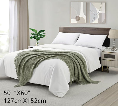 CREVENT Farmhouse Boho Knitted Throw Blanket for Couch Sofa Chair Bed