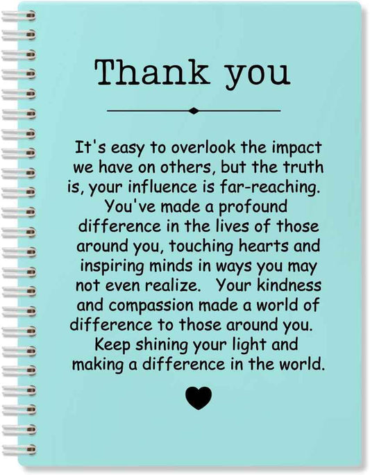 Thank You Spiral Notebooks Appreciation Gifts for Women Men Employees | Blue Hardcover 160 Pages, Funny Thank You Gifts for Women Men Coworkers Leader Mentor, Thanksgiving Gifts for Colleagues