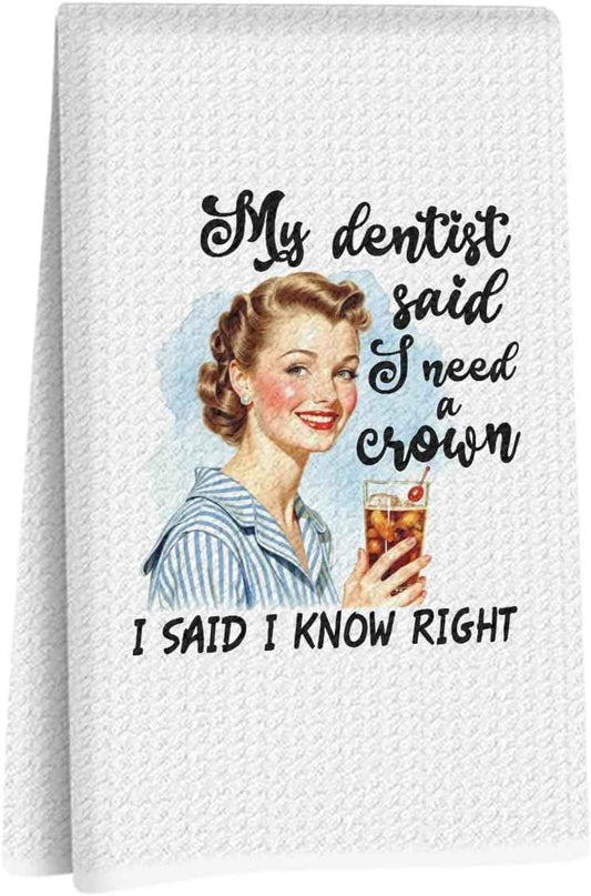 Funny Kitchen Towels, Hostess Gifts for Women Reusable Tea Towels | Funny Waffle Weave Dish Drying Towel for Kitchen Home Farmhouse Decor, Ladies Gifts for Women Friend Mom 24x14 Inch