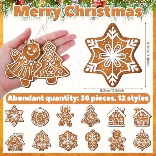 36 Pcs Gingerbread Christmas Ornaments Gingerbread Tree Decorations