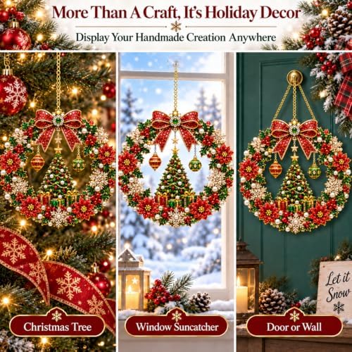 Christmas Pearl Diamond Art Kit for Adults, DIY Suncatcher Ornament