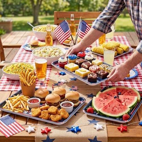 3Pcs 250th Anniversary Patriotic Serving Trays for Dinner Party
