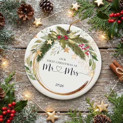 Wedding Gifts for Couple, Our First Christmas Married Ornament 2026